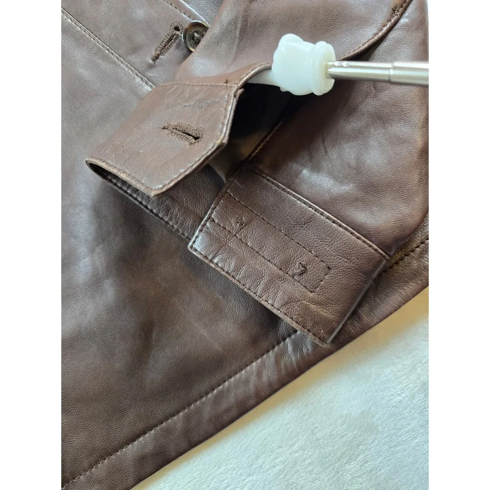 Polo Ralph Lauren Lamb Leather Jacket Mens XL Brown Lightweight Bi-Swing Pony